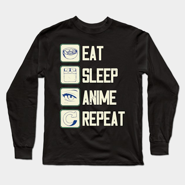 Eat Sleep Anime Repeat Long Sleeve T-Shirt by Mad Art